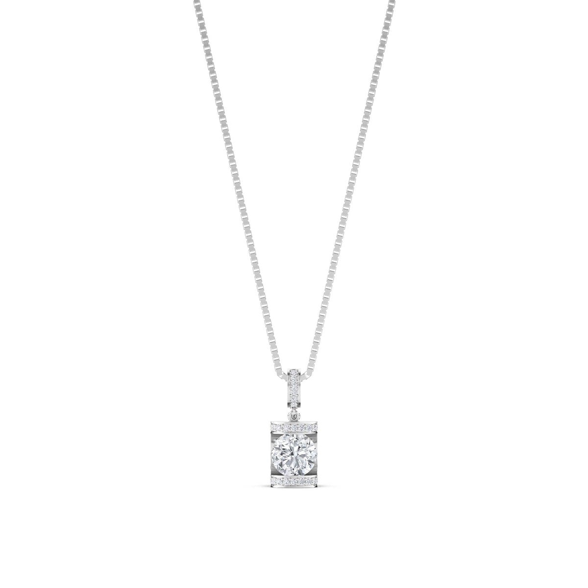 Round Bezel Tag Lab Grown Diamond Pendant (Silver) - image 1