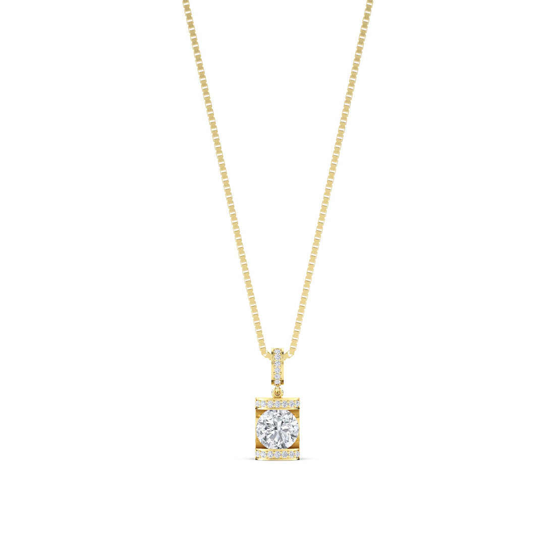 Round Bezel Tag Lab Grown Diamond Pendant - image 1