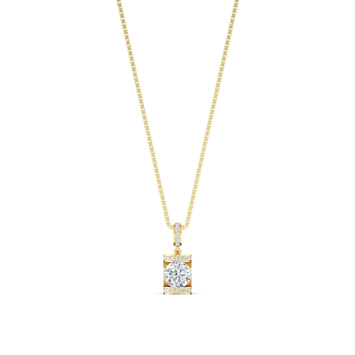 Round Bezel Tag Lab Grown Diamond Pendant - image 1