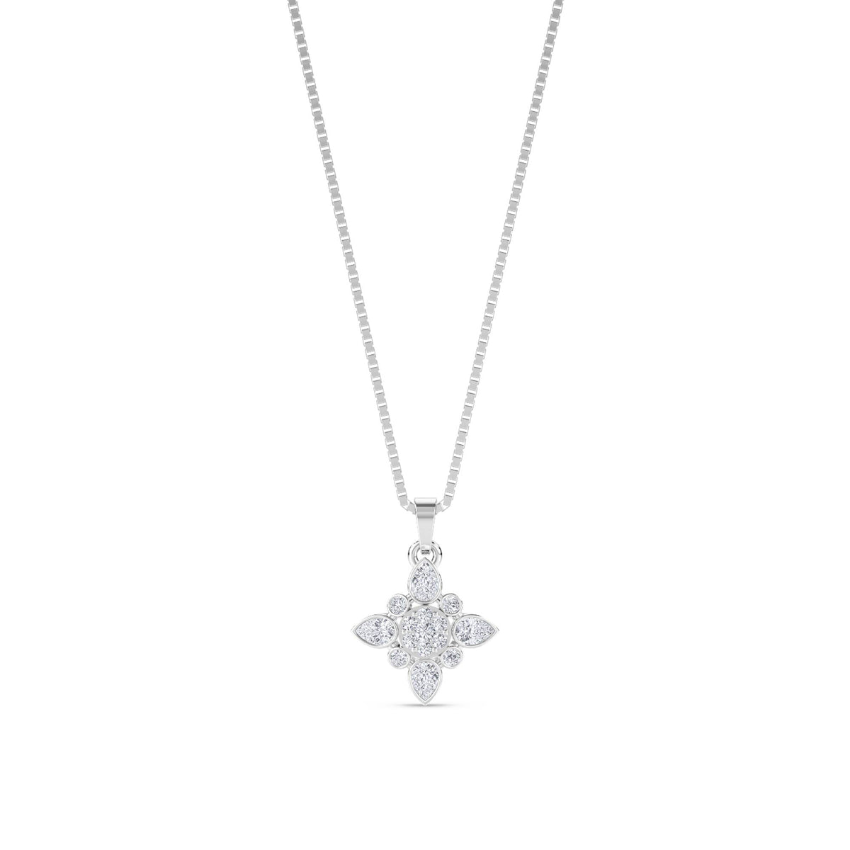 Vintage Star Medallion Lab Grown Diamond Pendant (Silver) - image 1