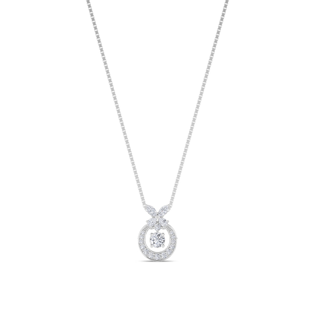 Open Circle Bow Lab Grown Diamond Pendant (Silver) - image 1