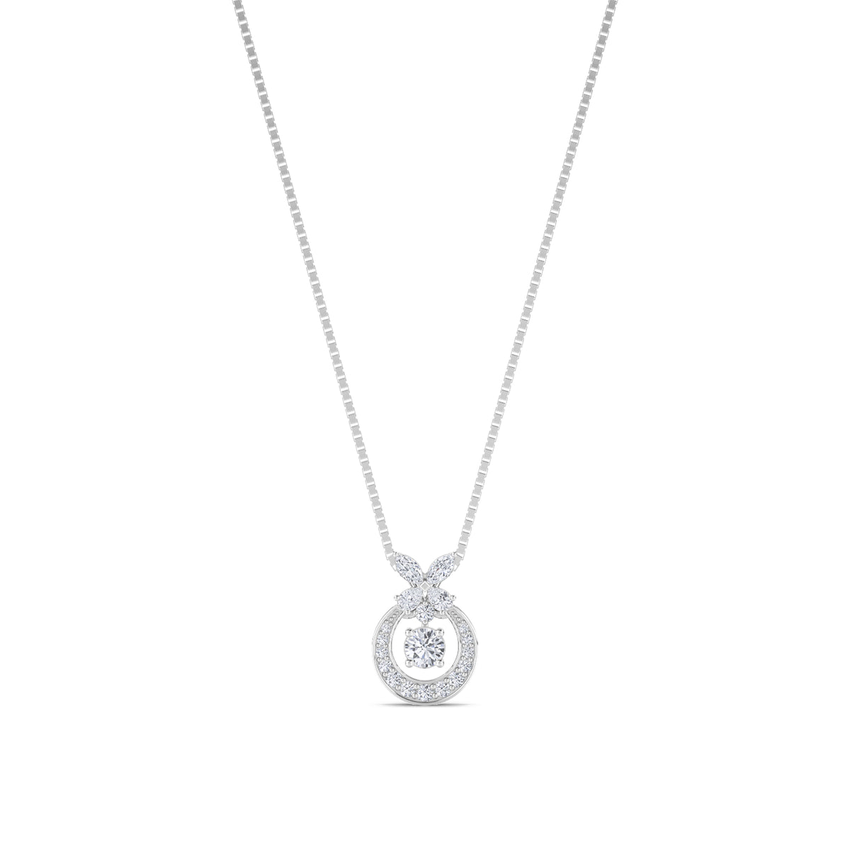 Open Circle Bow Lab Grown Diamond Pendant (Silver) - image 1
