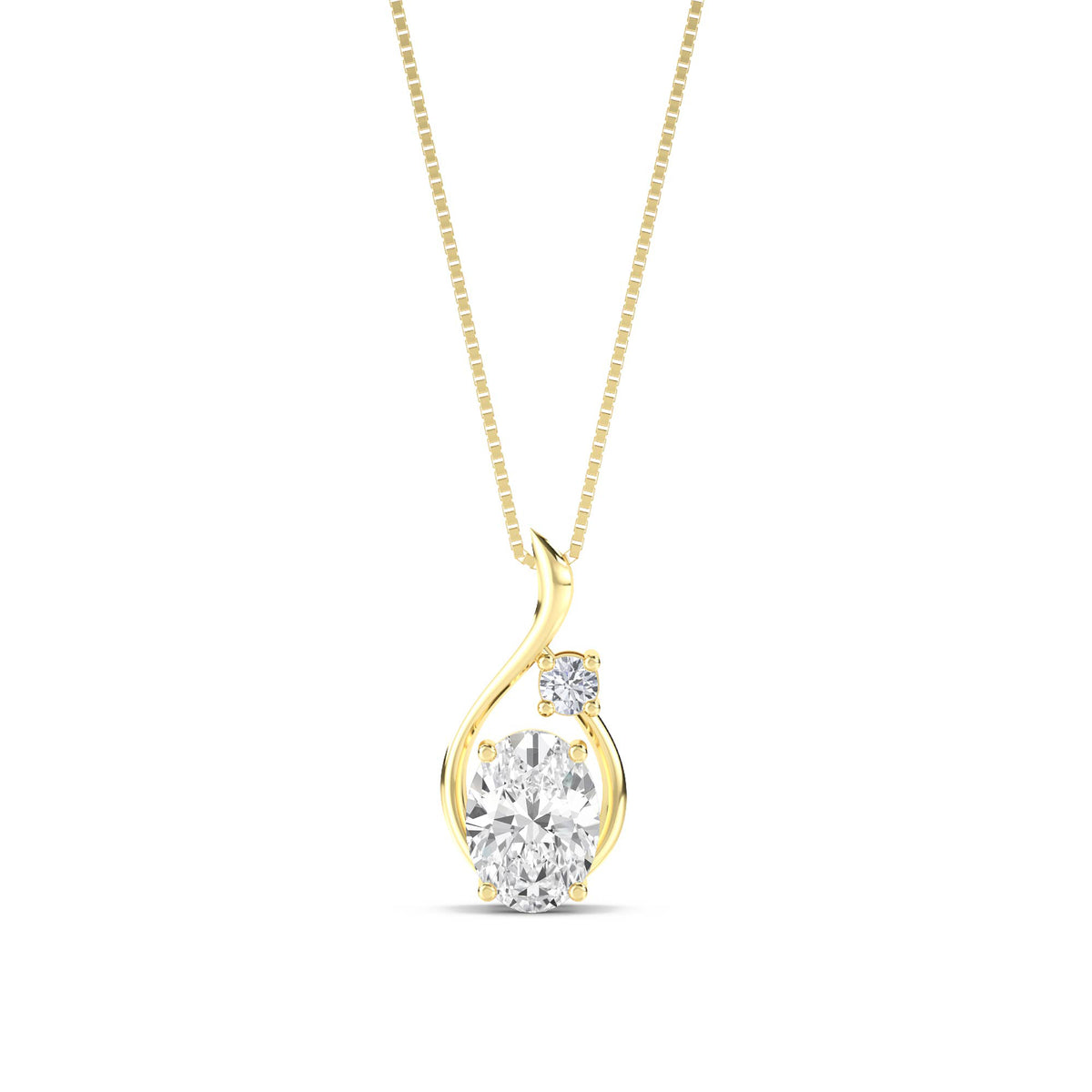 Oval Ribbon Two Stone Lab Grown Diamond Pendant - image 1