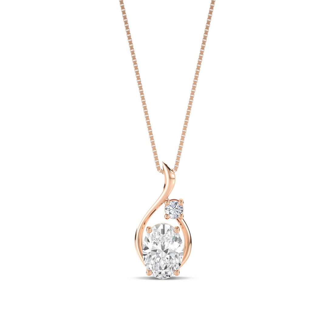 Oval Ribbon Two Stone Lab Grown Diamond Pendant