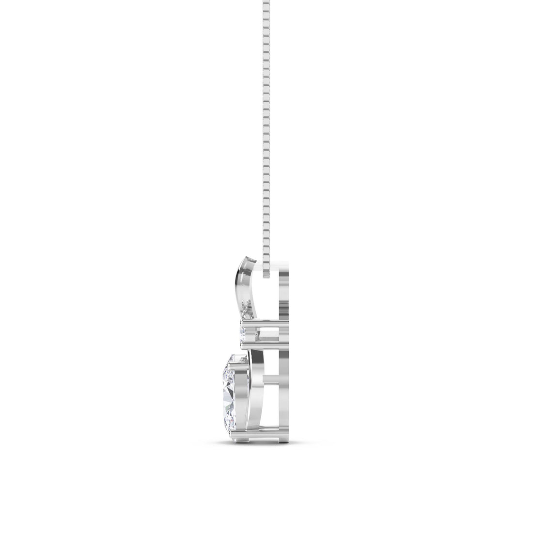 Oval Ribbon Two Stone Lab Grown Diamond Pendant (Silver)