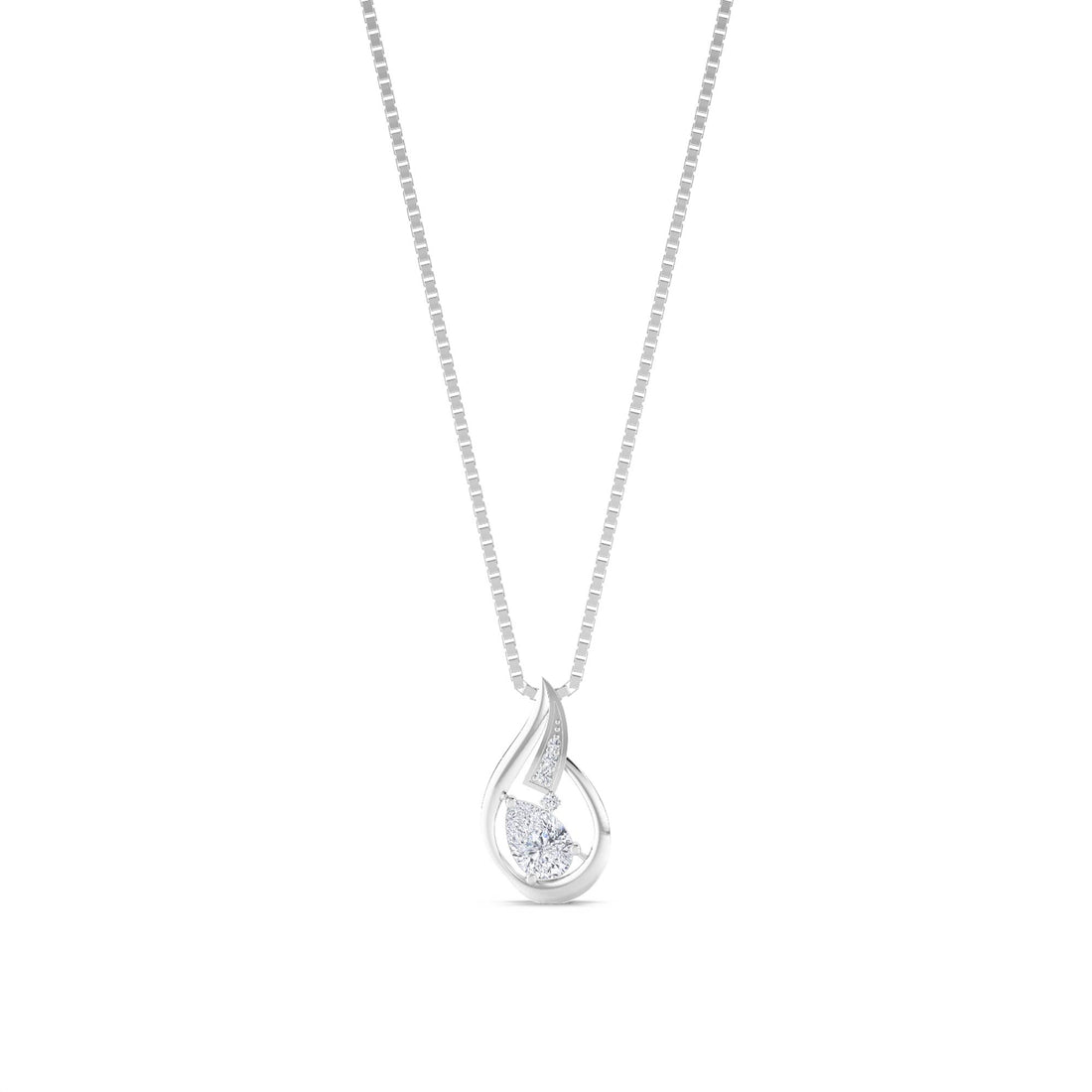 Pear Flame Frame Lab Grown Diamond Pendant (Silver) - image 1