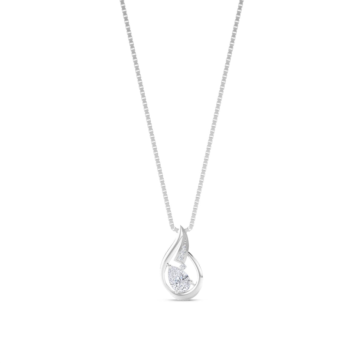 Pear Flame Frame Lab Grown Diamond Pendant (Silver) - image 1