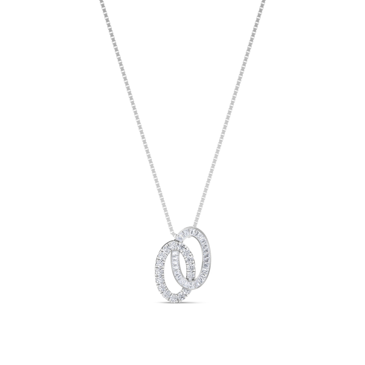 Interlocking Double Circle Lab Grown Diamond Pendant (Silver) - image 1