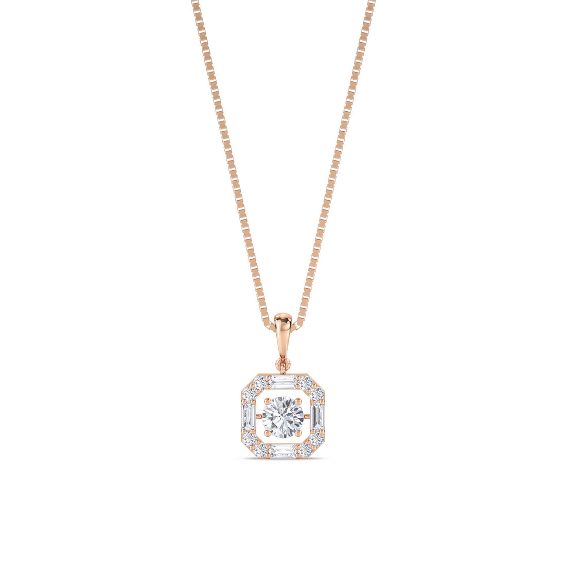 Round Baguette Octagon Halo Lab Grown Diamond Pendant