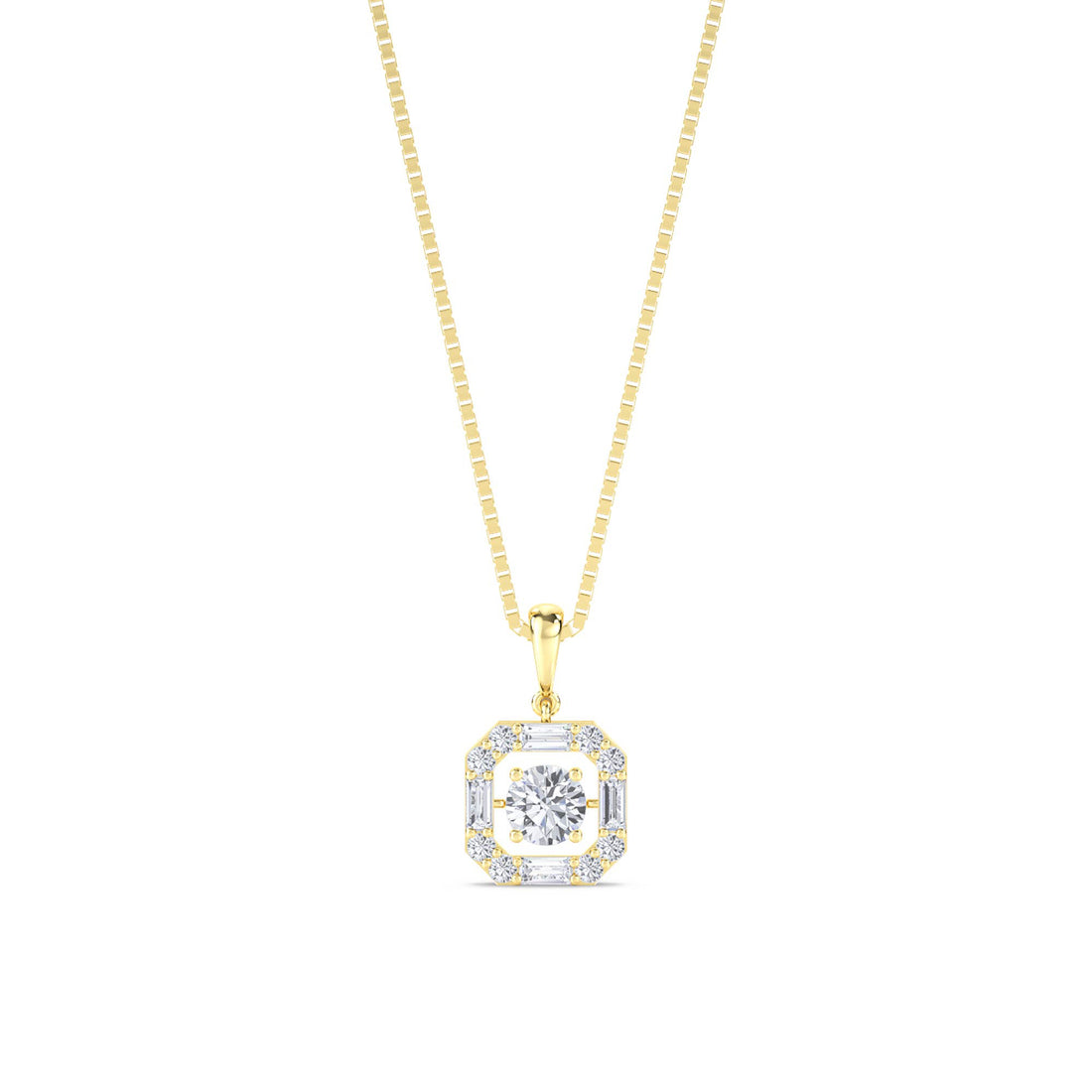 Round Baguette Octagon Halo Lab Grown Diamond Pendant - image 1