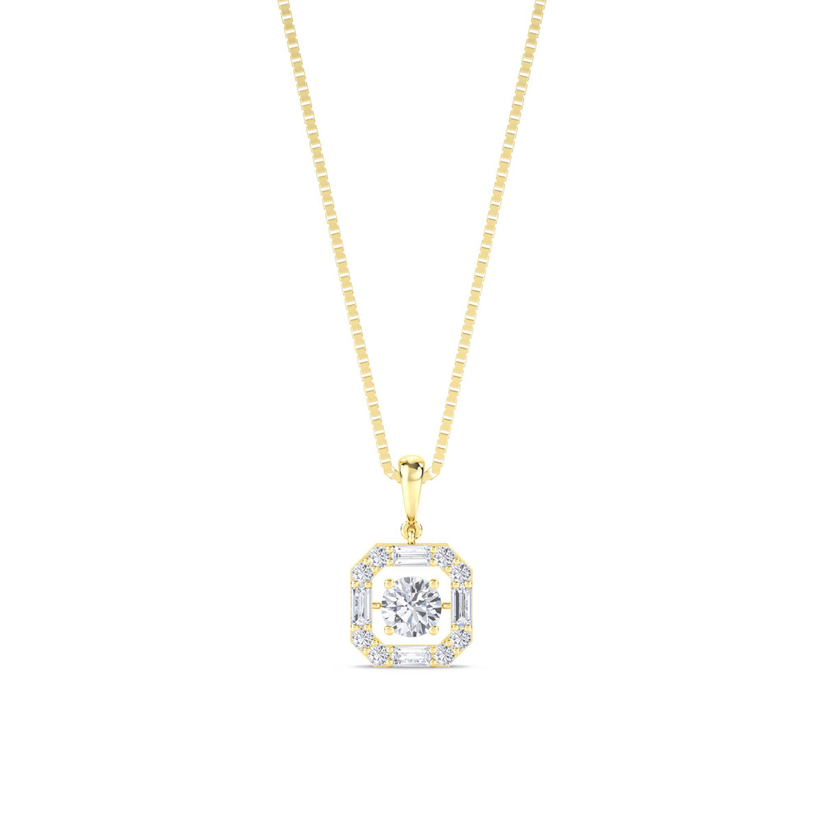 Round Baguette Octagon Halo Lab Grown Diamond Pendant - image 1
