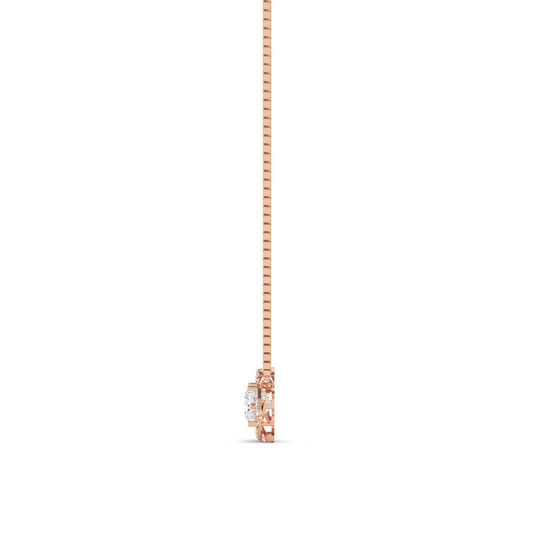 Princess Scalloped Floral Halo Lab Grown Diamond Pendant