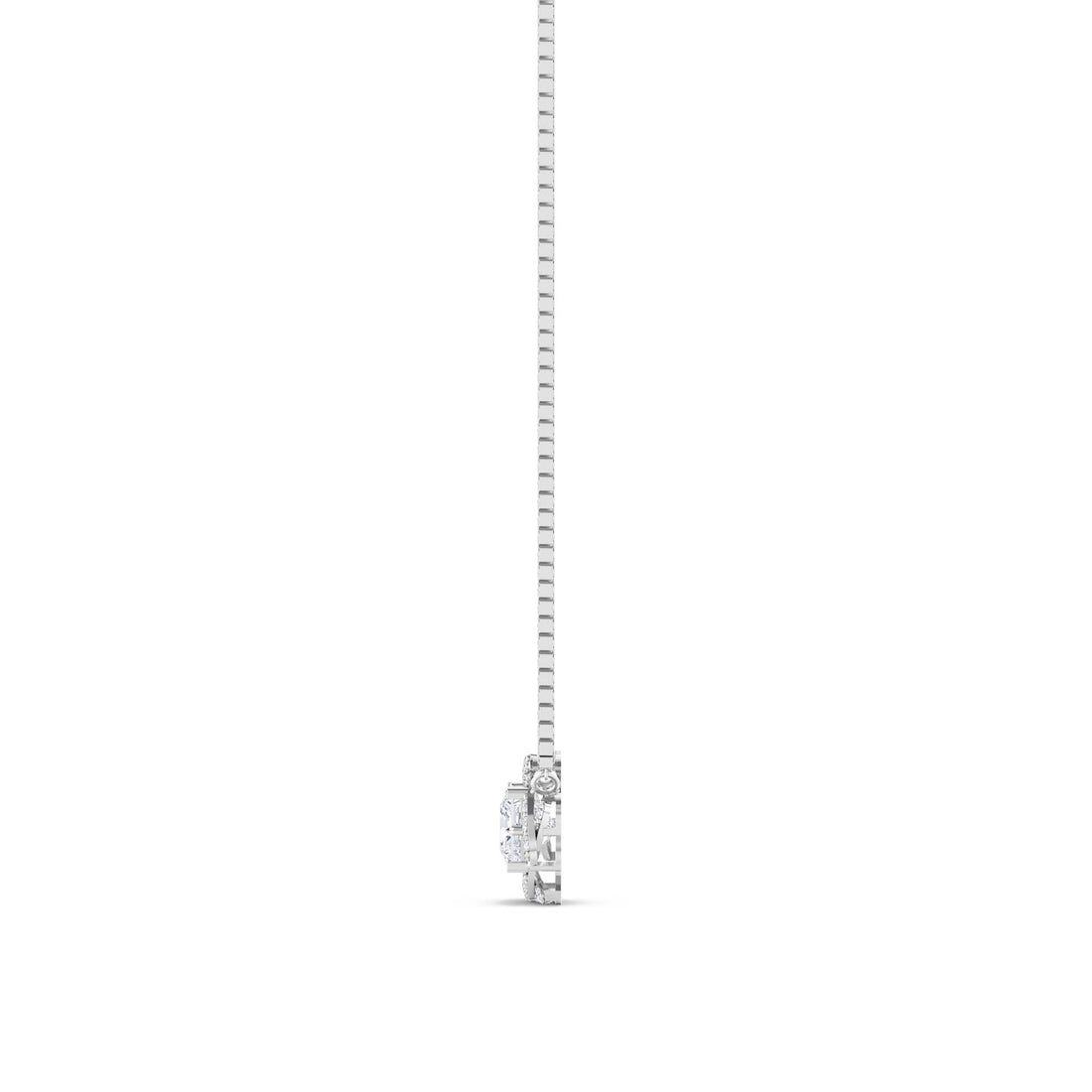 Princess Scalloped Floral Halo Lab Grown Diamond Pendant (Silver)