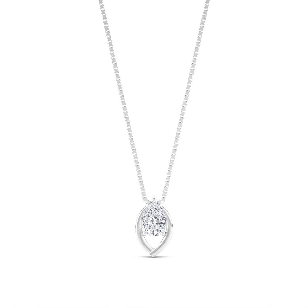 Pear Cluster Marquise Frame Lab Grown Diamond Pendant (Silver) - image 1