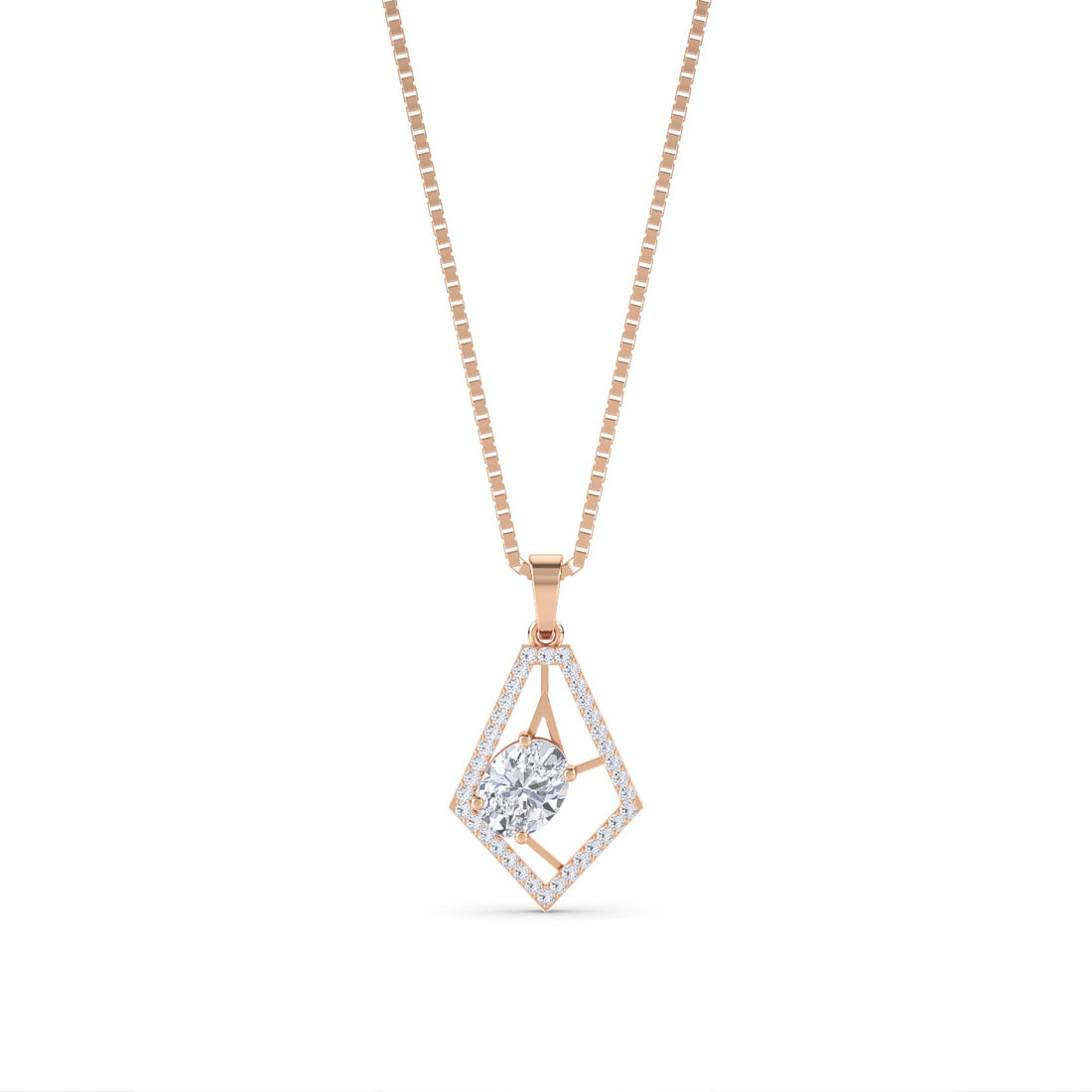 Round Kite Frame Halo Lab Grown Diamond Pendant