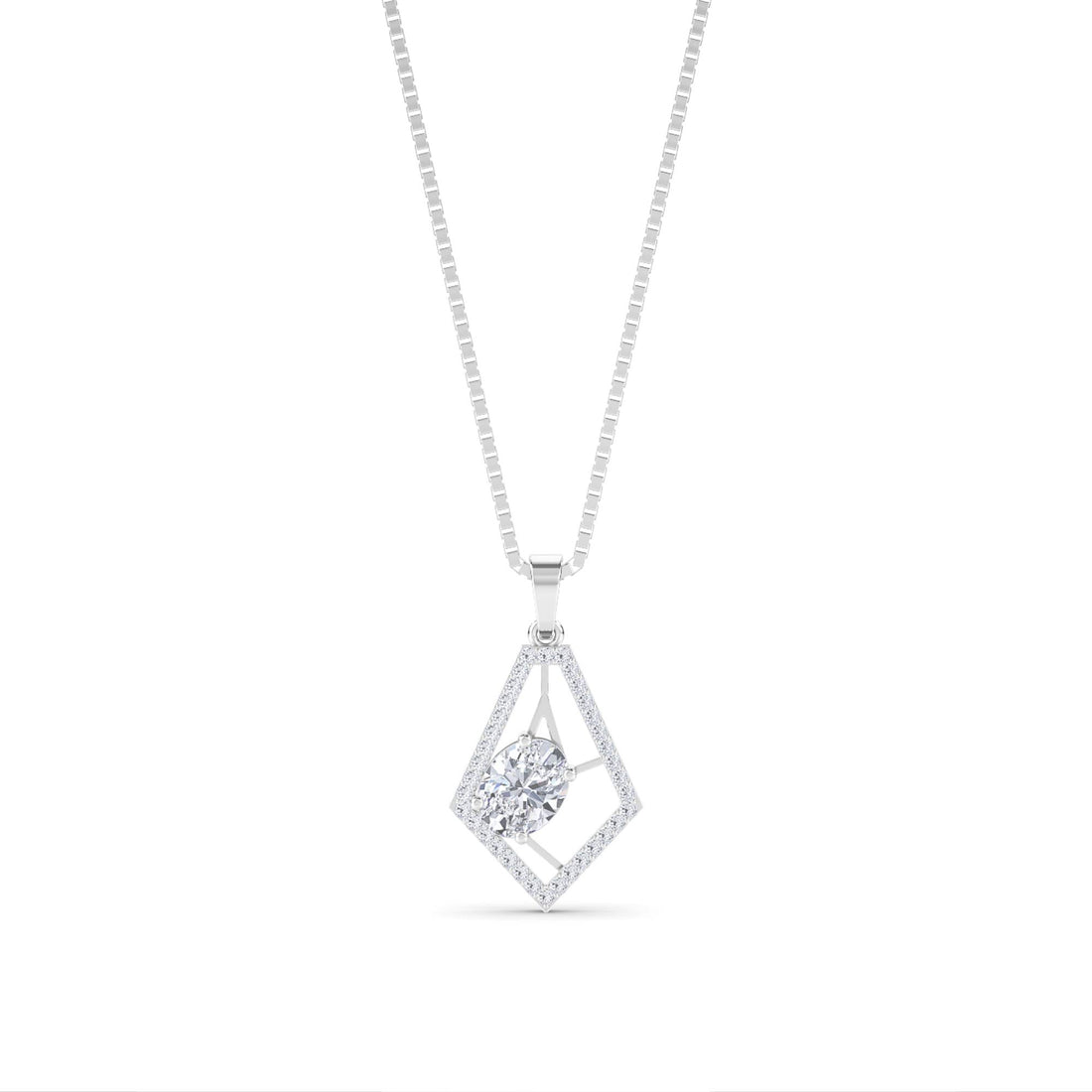 Round Kite Frame Halo Lab Grown Diamond Pendant (Silver) - image 1