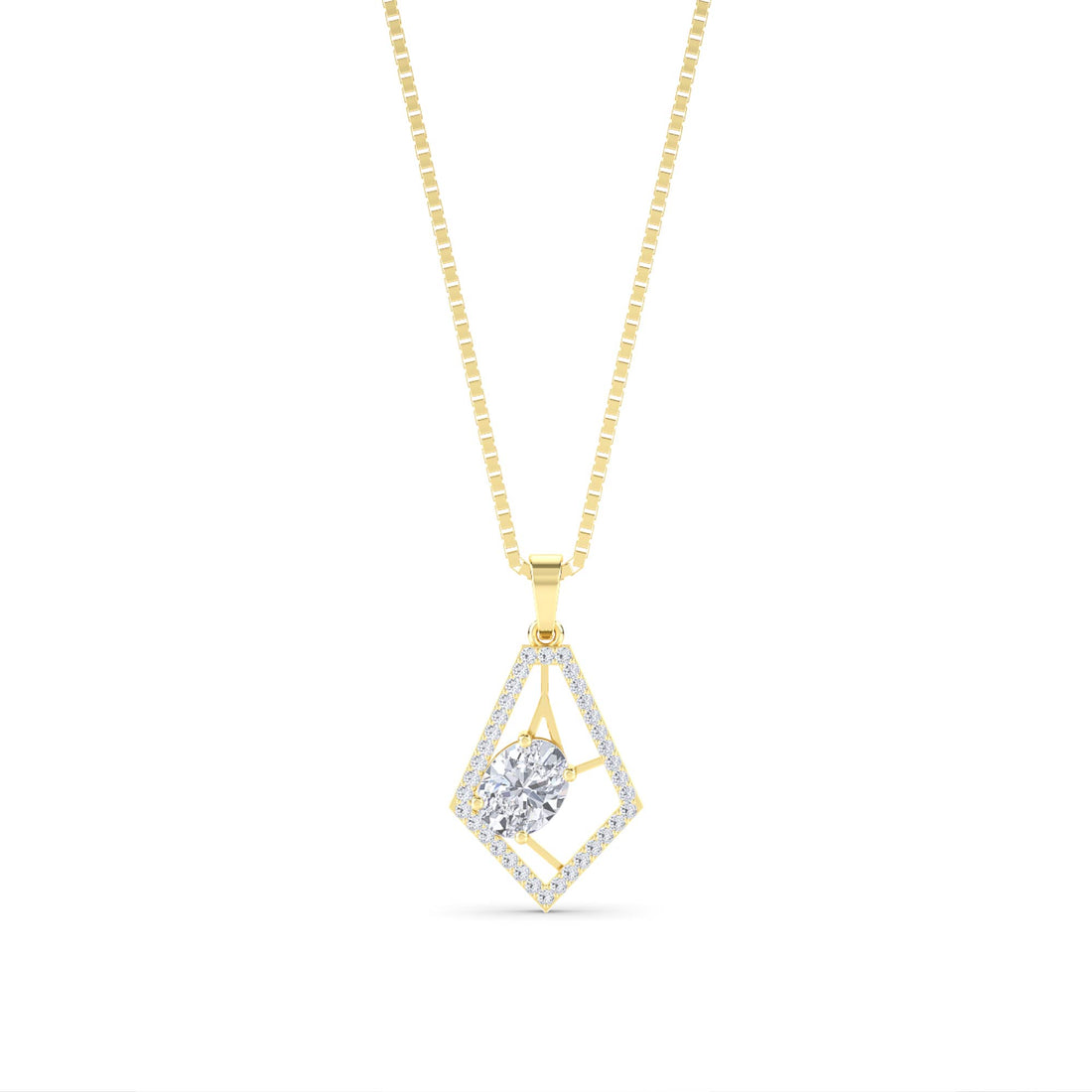 Round Kite Frame Halo Lab Grown Diamond Pendant - image 1