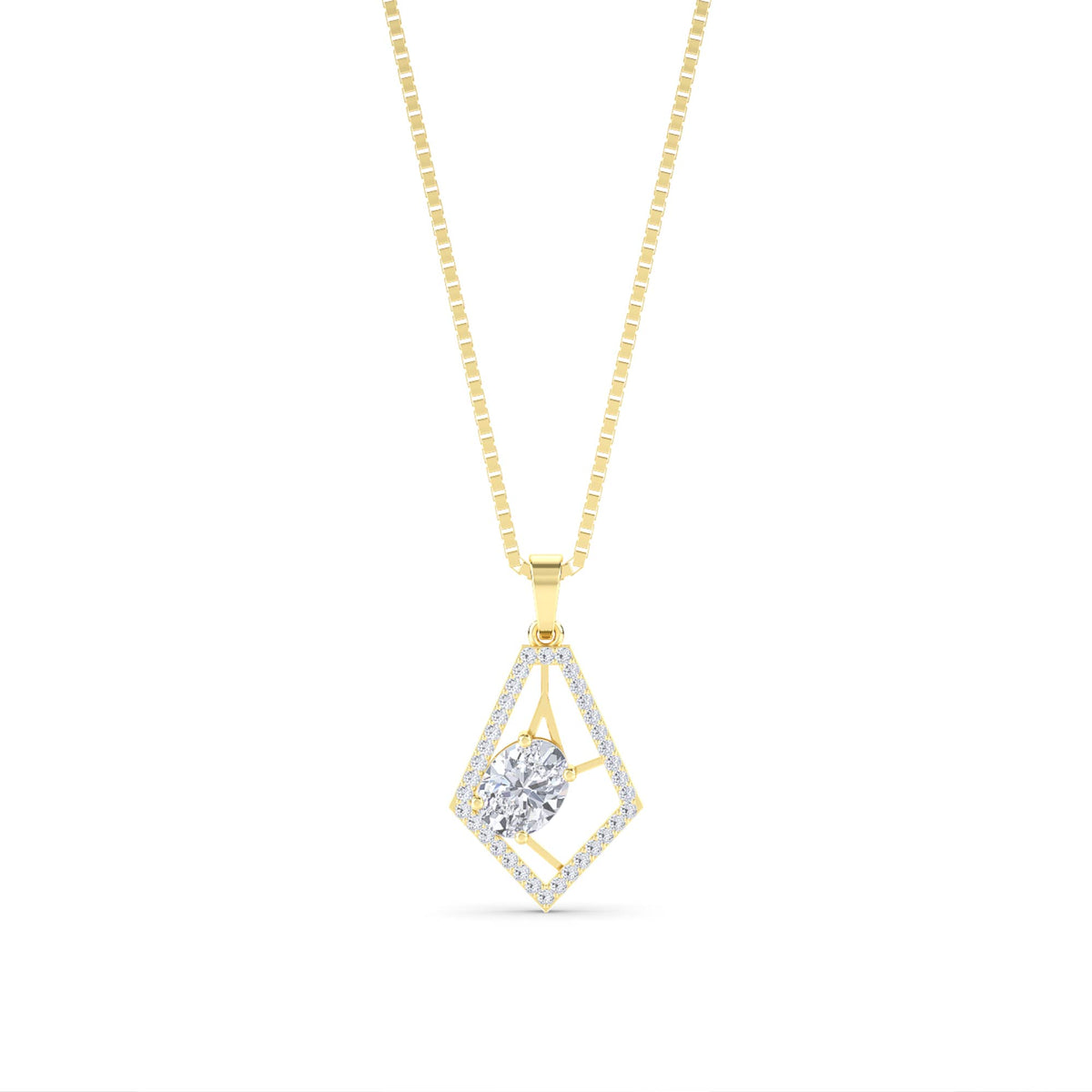 Round Kite Frame Halo Lab Grown Diamond Pendant - image 1