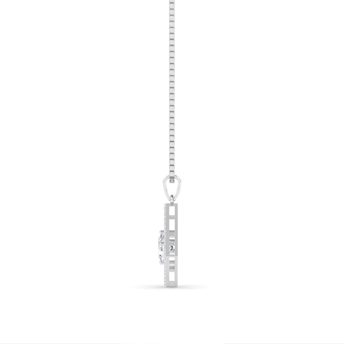 Round Kite Frame Halo Lab Grown Diamond Pendant (Silver)