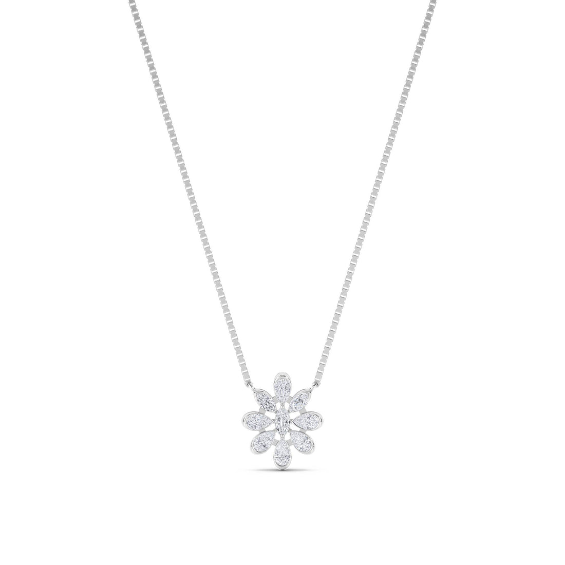 Diamond Daisy Flower Lab Grown Diamond Pendant (Silver) - image 1