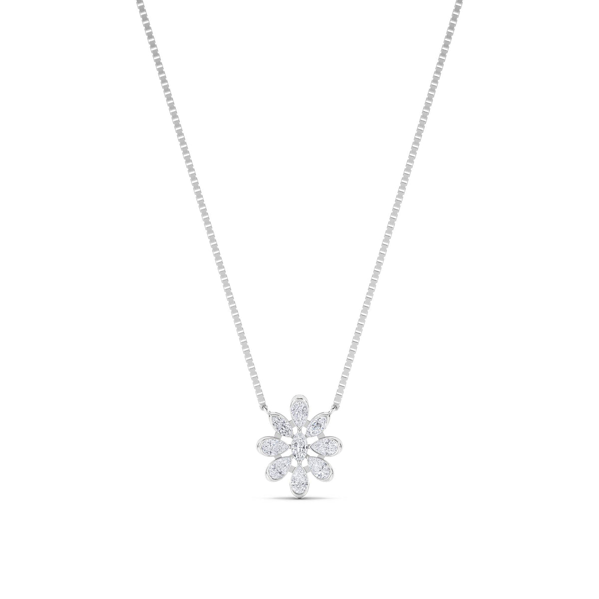 Diamond Daisy Flower Lab Grown Diamond Pendant (Silver) - image 1