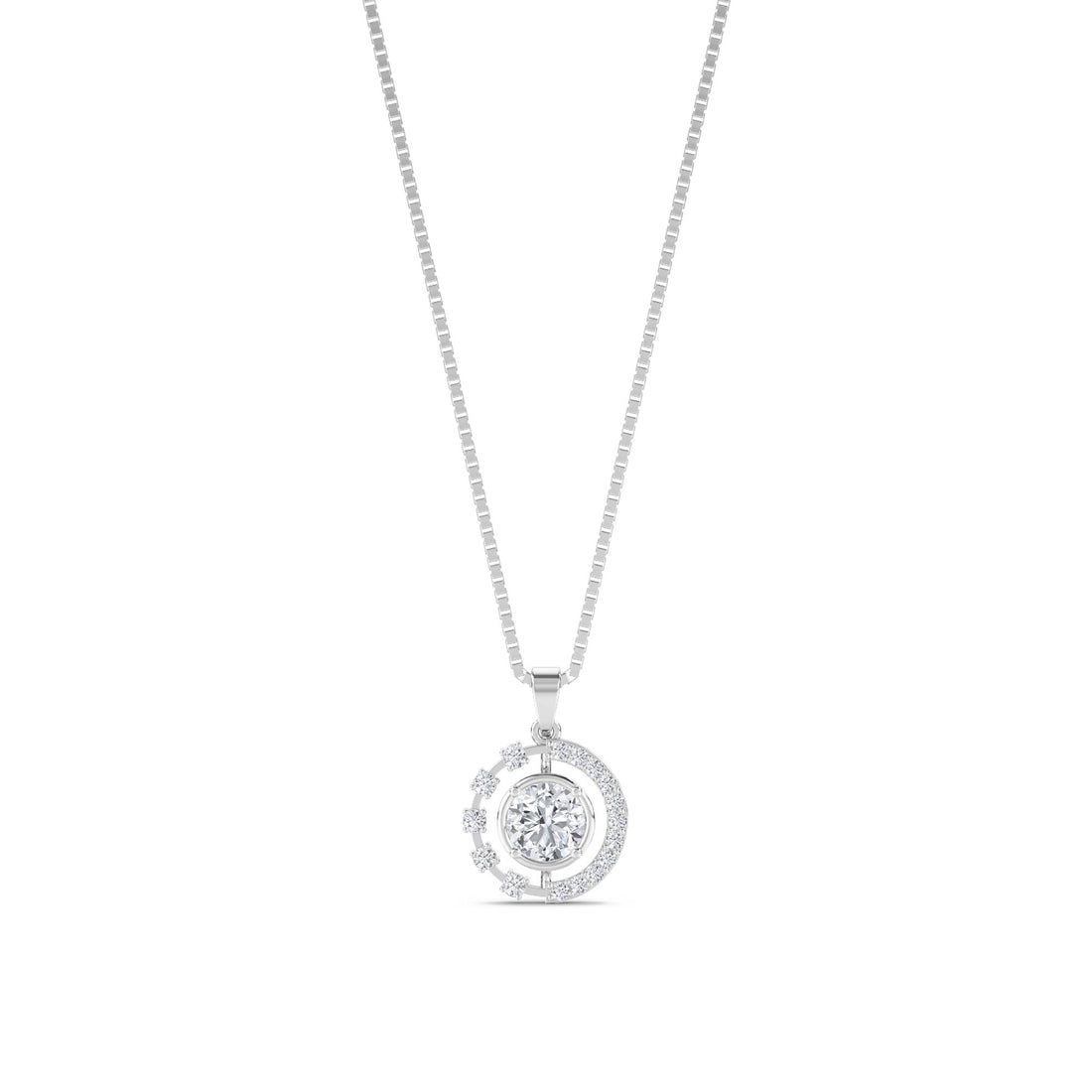 Round Celestial Orbit Lab Grown Diamond Pendant (Silver) - image 1