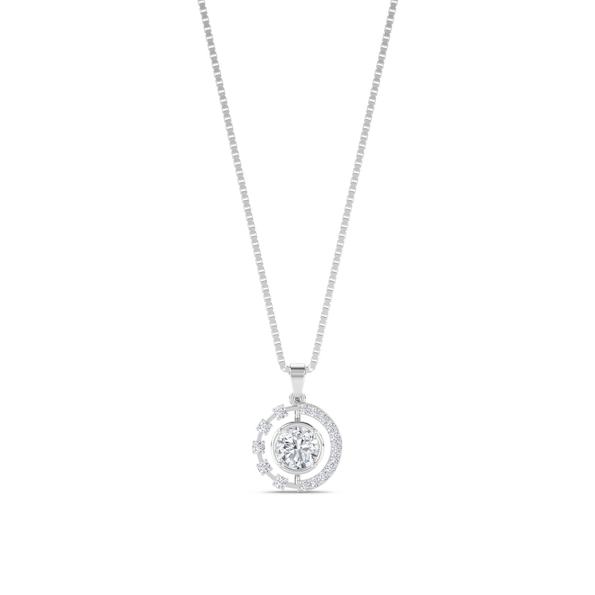 Round Celestial Orbit Lab Grown Diamond Pendant (Silver) - image 1