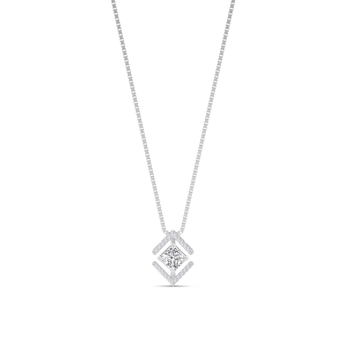 Princess Chevron Diamond Lab Grown Diamond Pendant (Silver) - image 1