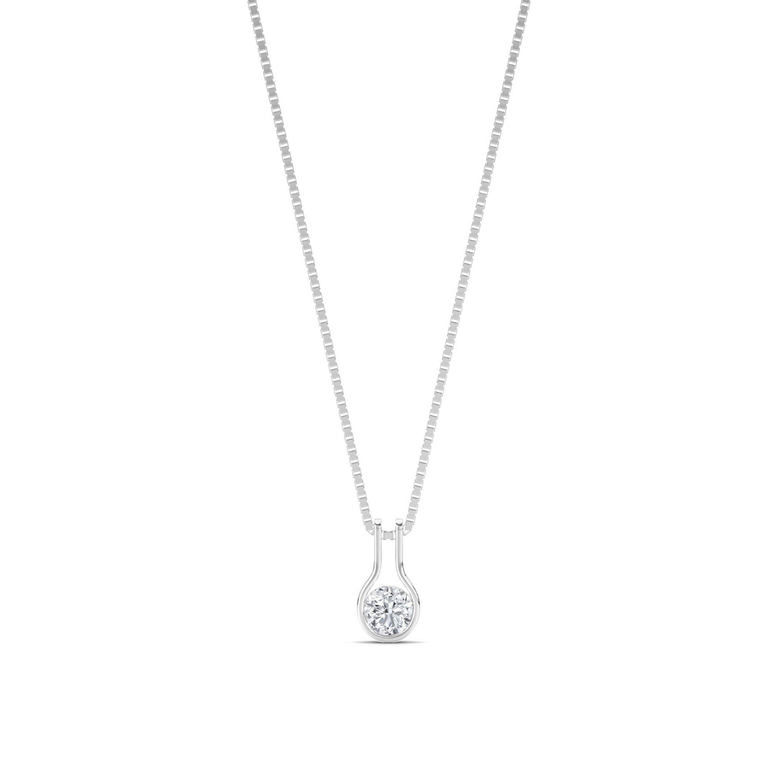 Round Bezel Teardrop Bail Lab Grown Diamond Pendant (Silver) - image 1