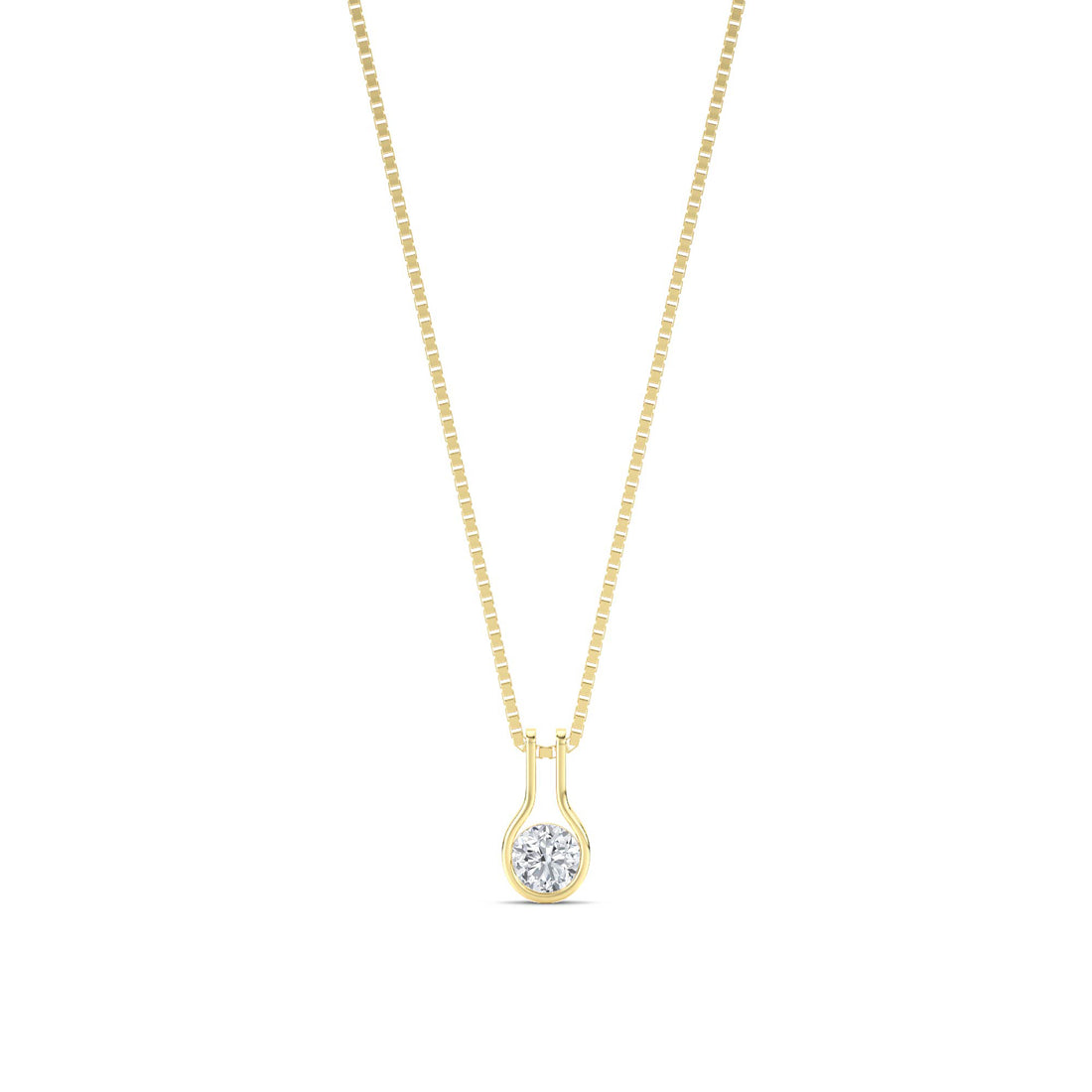 Round Bezel Teardrop Bail Lab Grown Diamond Pendant - image 1