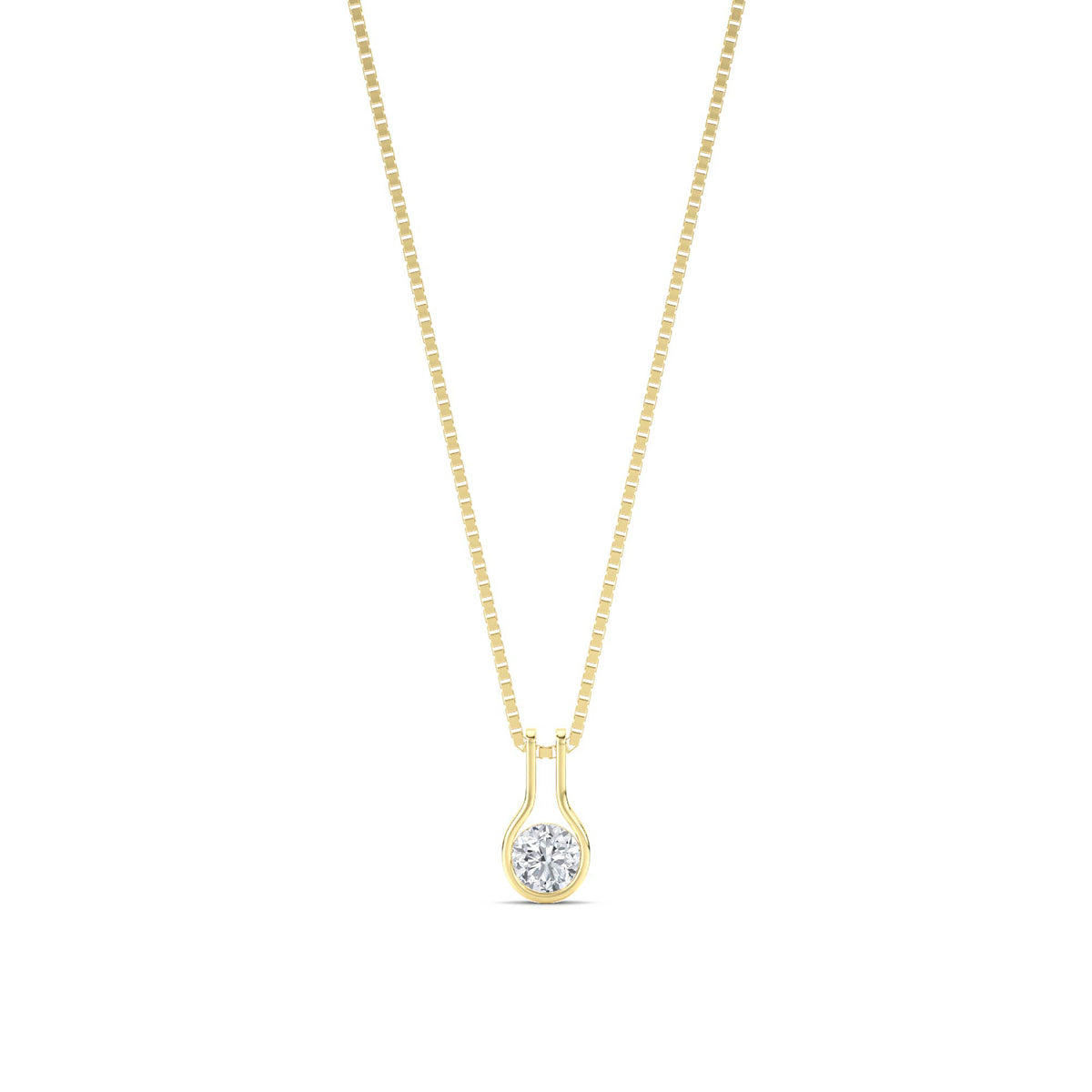 Round Bezel Teardrop Bail Lab Grown Diamond Pendant - image 1