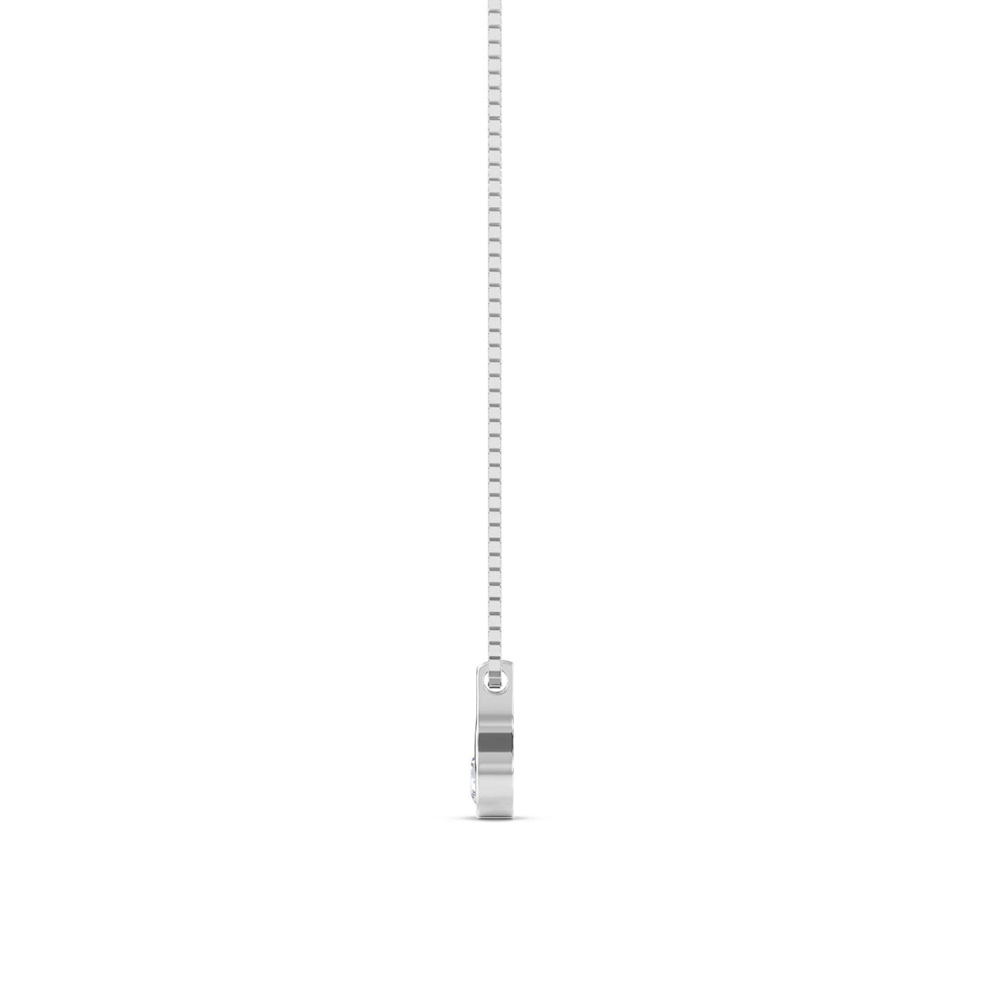 Round Bezel Teardrop Bail Lab Grown Diamond Pendant (Silver)