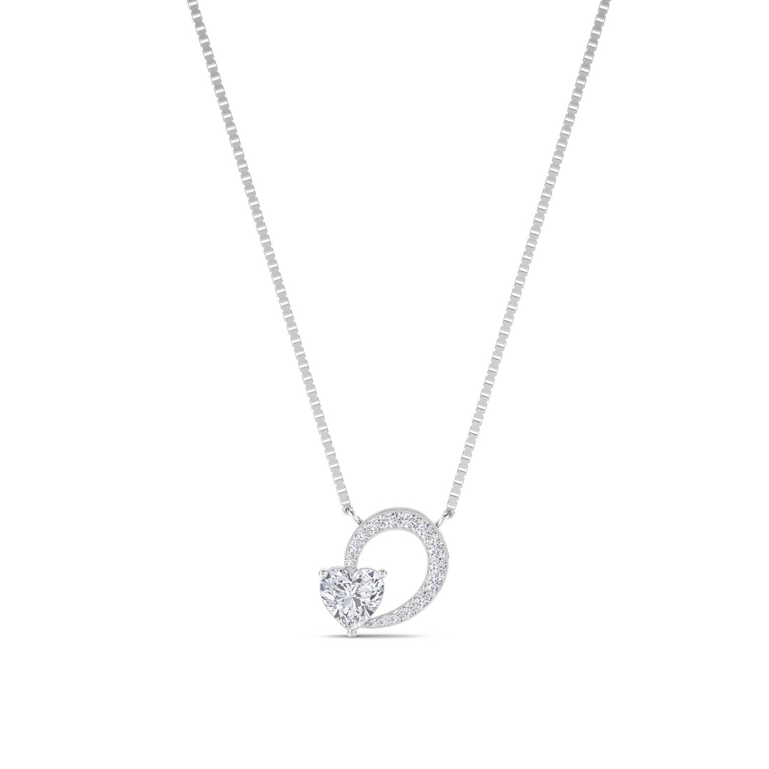 Heart Open Loop Lab Grown Diamond Pendant (Silver) - image 1
