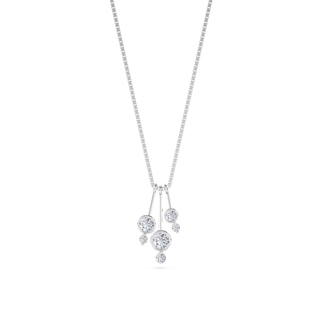 Diamond Tassel Cluster Drop Lab Grown Diamond Pendant (Silver) - image 1