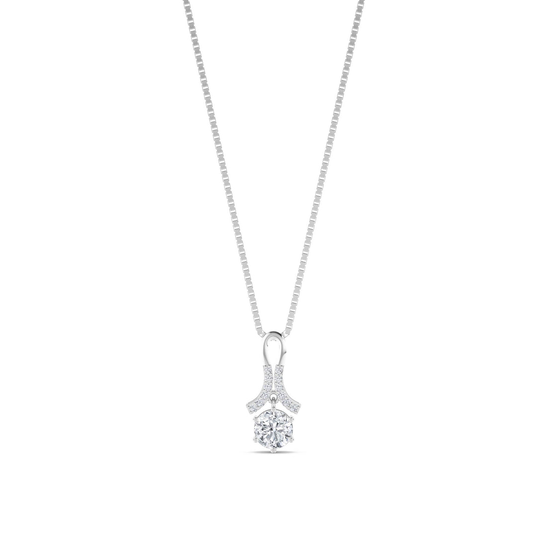 Round Pave Wing Bail Lab Grown Diamond Pendant (Silver) - image 1