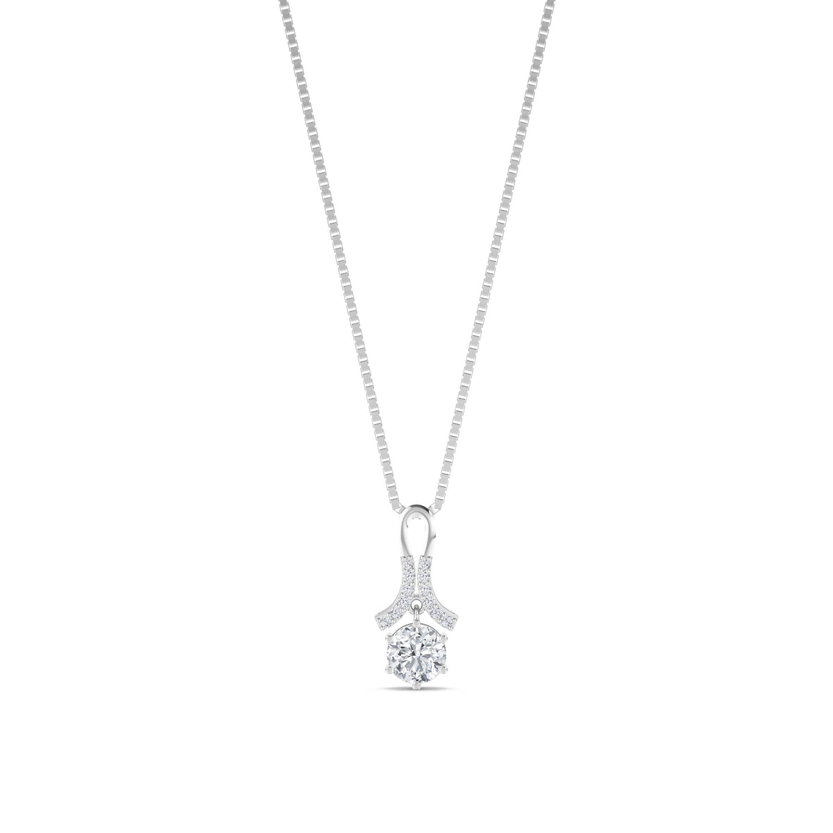 Round Pave Wing Bail Lab Grown Diamond Pendant (Silver) - image 1