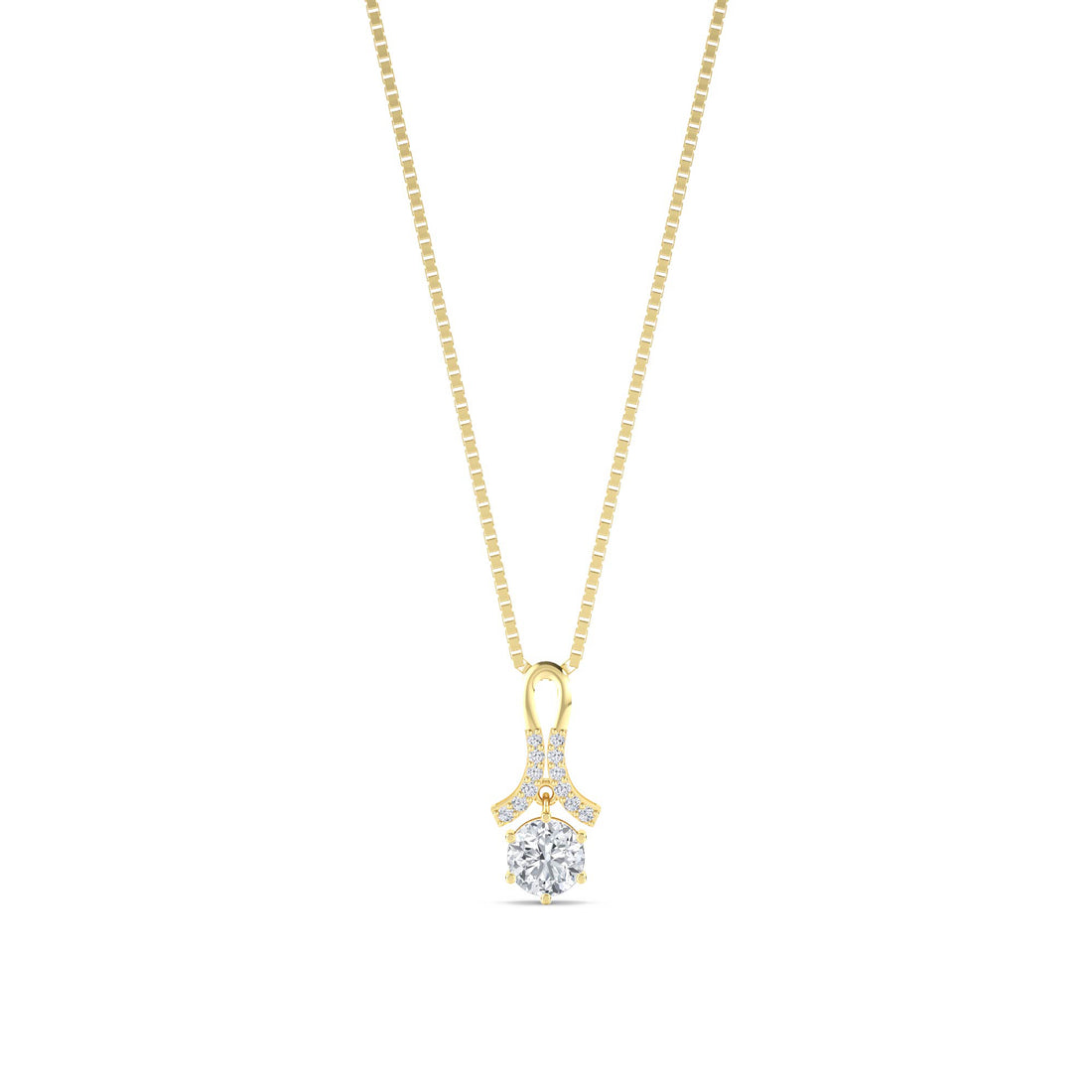 Round Pave Wing Bail Lab Grown Diamond Pendant - image 1