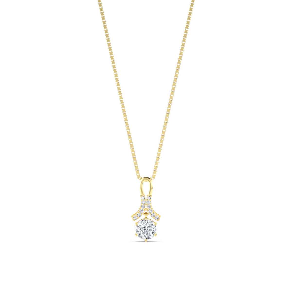 Round Pave Wing Bail Lab Grown Diamond Pendant - image 1