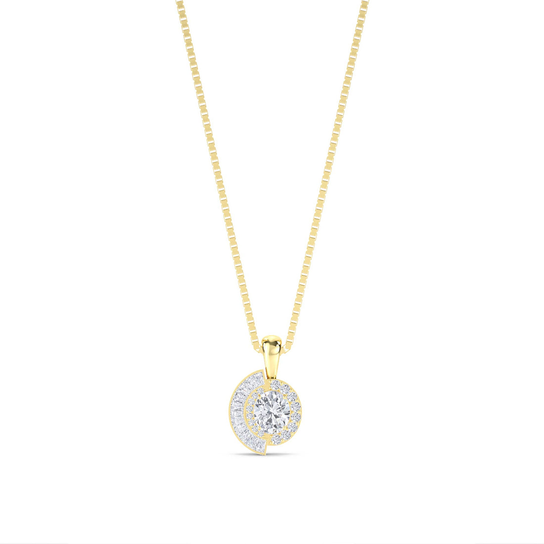 Round Baguette Spiral Halo Lab Grown Diamond Pendant - image 1
