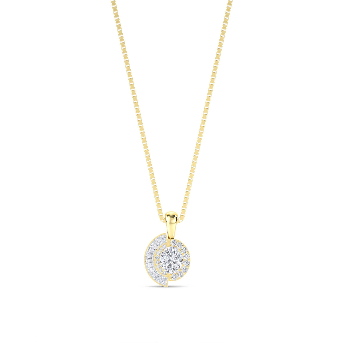 Round Baguette Spiral Halo Lab Grown Diamond Pendant - image 1