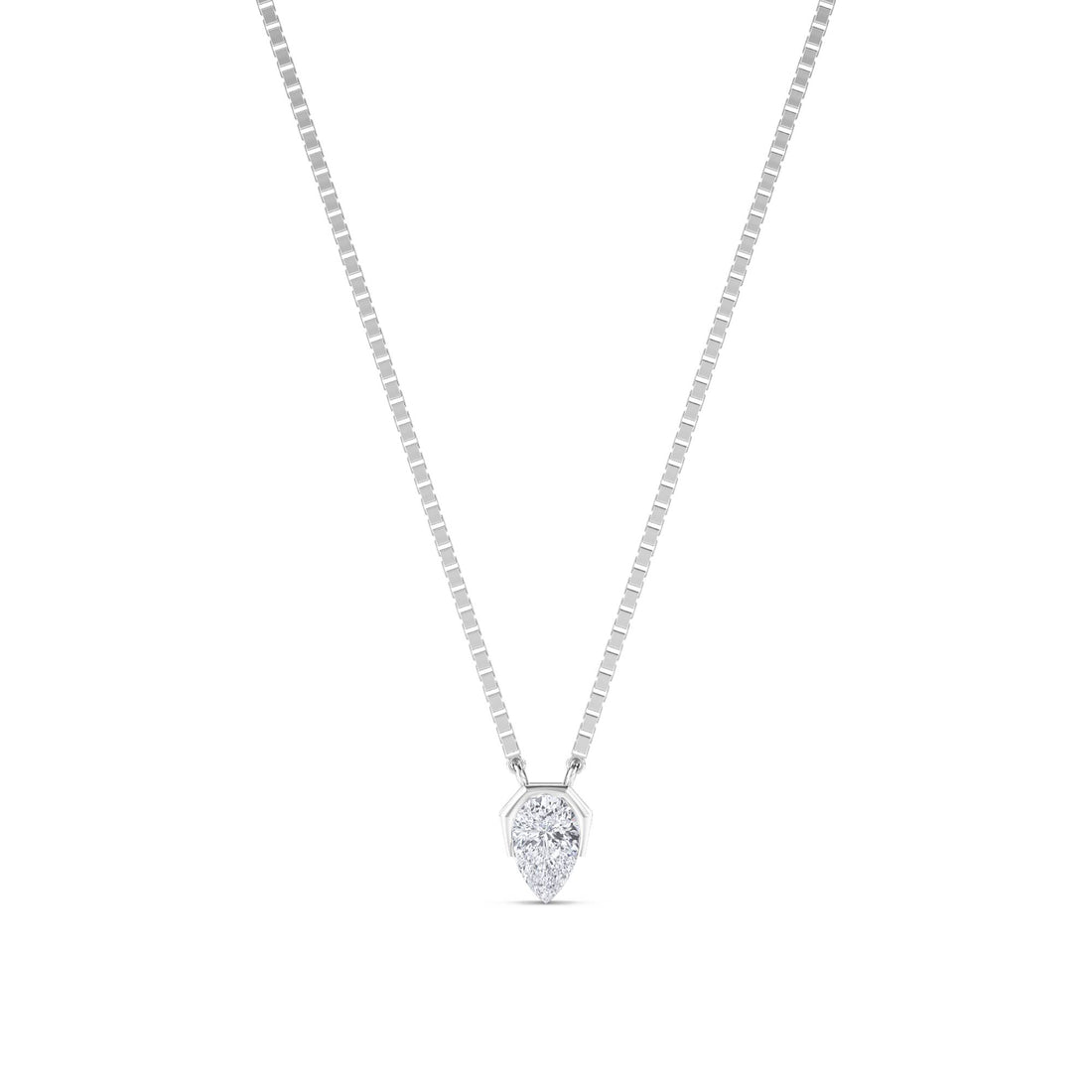 Pear Geometric Bezel Lab Grown Diamond Pendant (Silver) - image 1