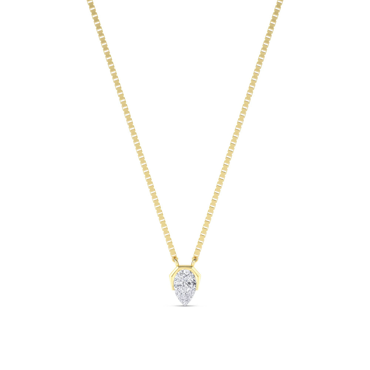 Pear Geometric Bezel Lab Grown Diamond Pendant - image 1