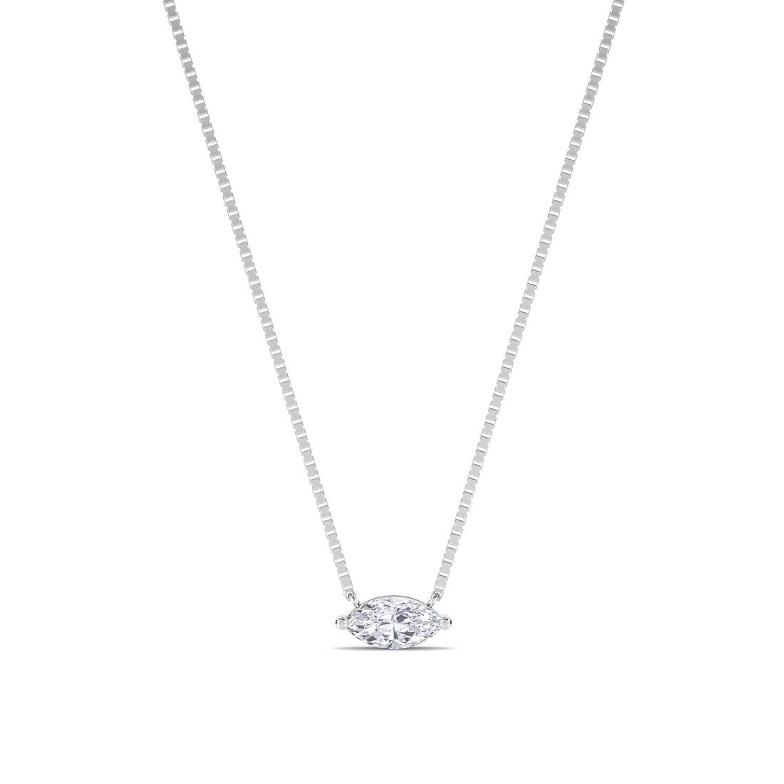East West Marquise Floating Lab Grown Diamond Pendant (Silver) - image 1