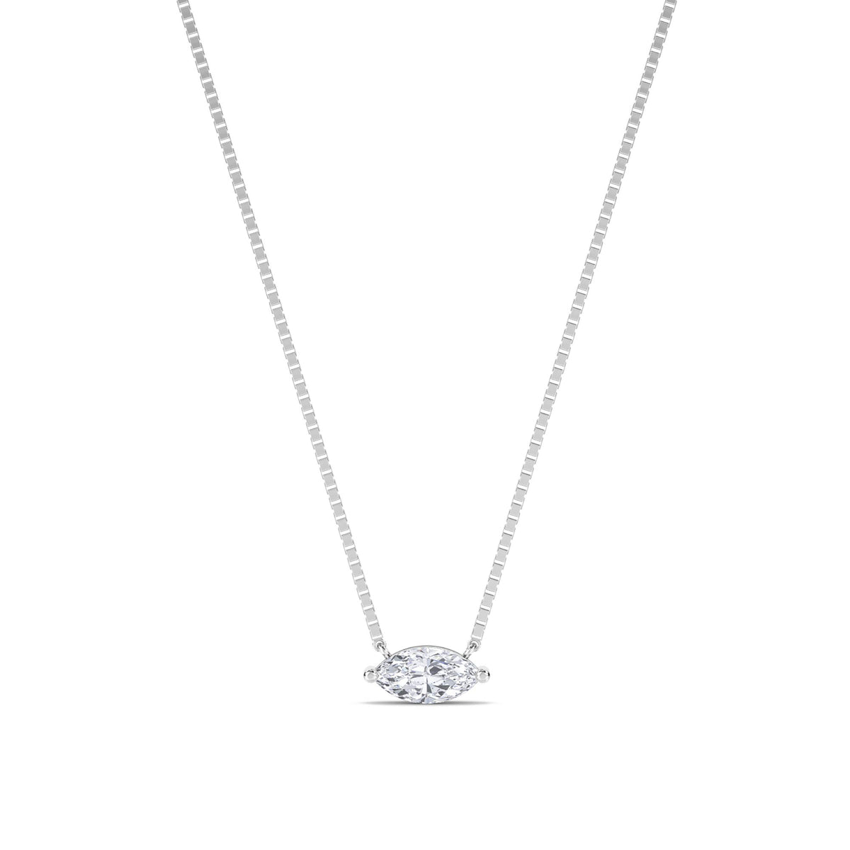 East West Marquise Floating Lab Grown Diamond Pendant (Silver) - image 1