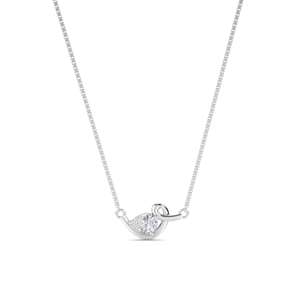 East West Pear Swirl Lab Grown Diamond Pendant (Silver) - image 1