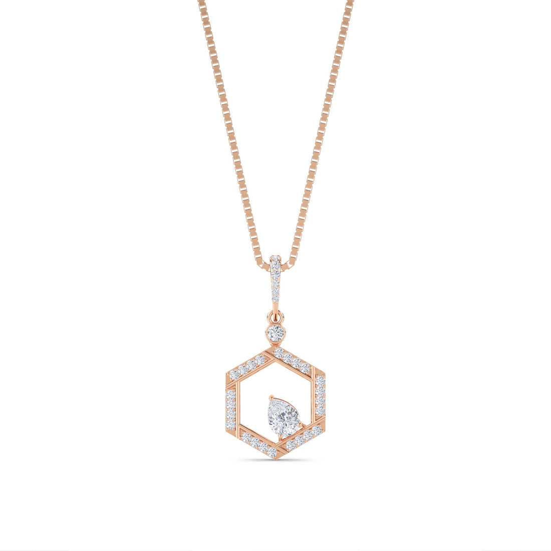 Pear Hexagon Frame Lab Grown Diamond Pendant