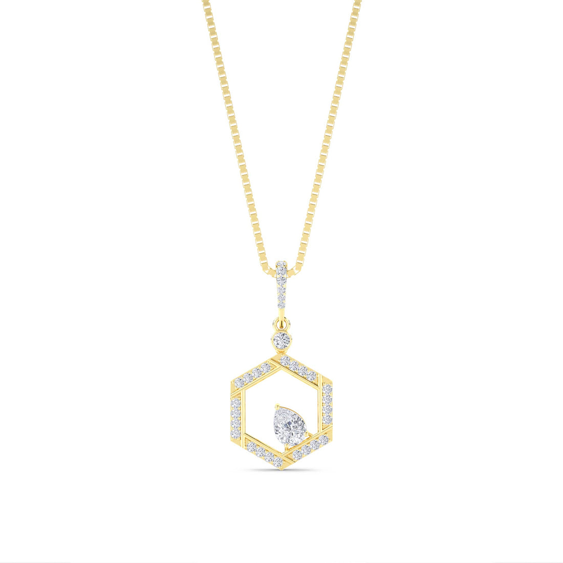 Pear Hexagon Frame Lab Grown Diamond Pendant - image 1