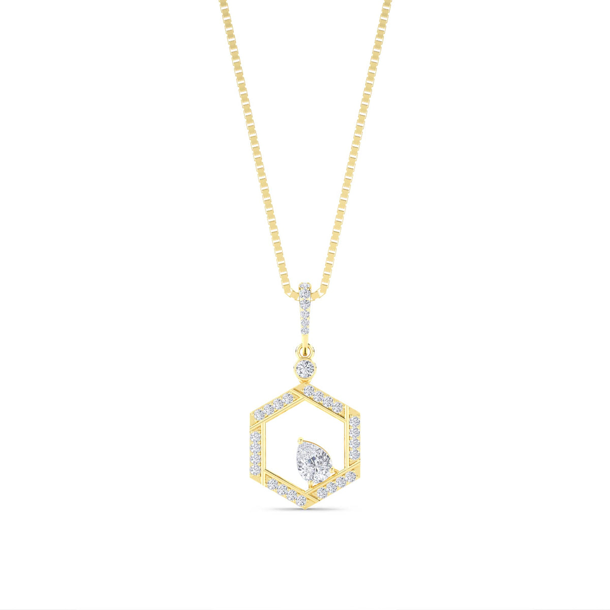 Pear Hexagon Frame Lab Grown Diamond Pendant - image 1