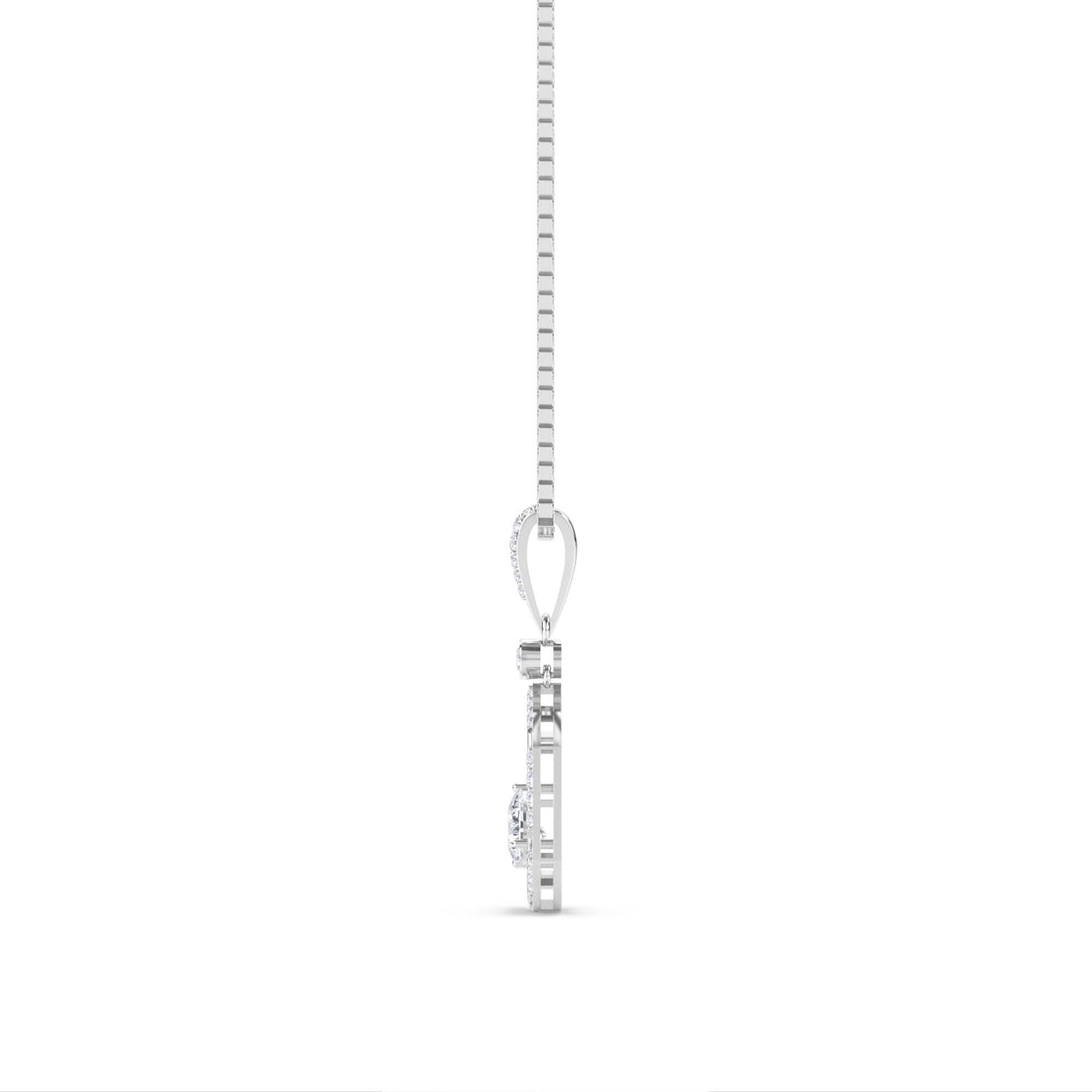 Pear Hexagon Frame Lab Grown Diamond Pendant (Silver)