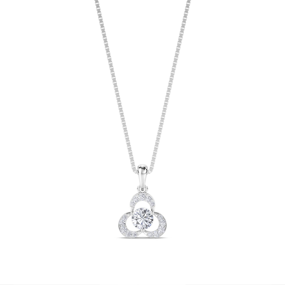 Round Trinity Clover Lab Grown Diamond Pendant (Silver) - image 1